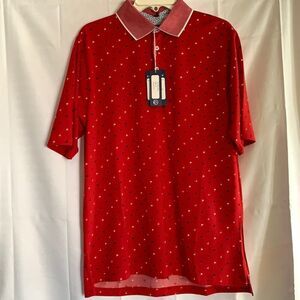 Crown Eagle Small red polo shirt.  Perfect for golfers w/flag design